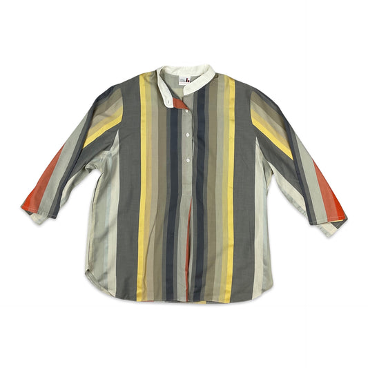 90s Vintage Blouse Stripy Blouse 10