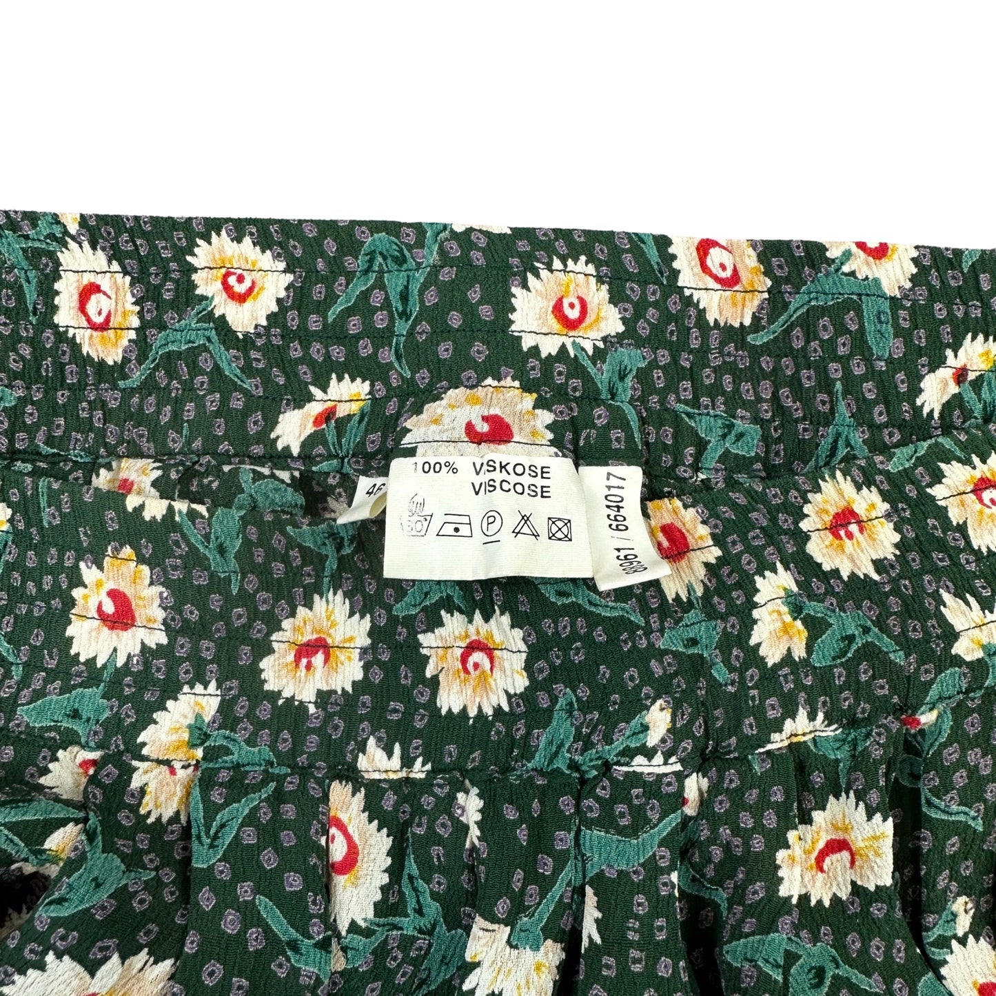 90s Vintage Green Floral Midi Skirt 14 16