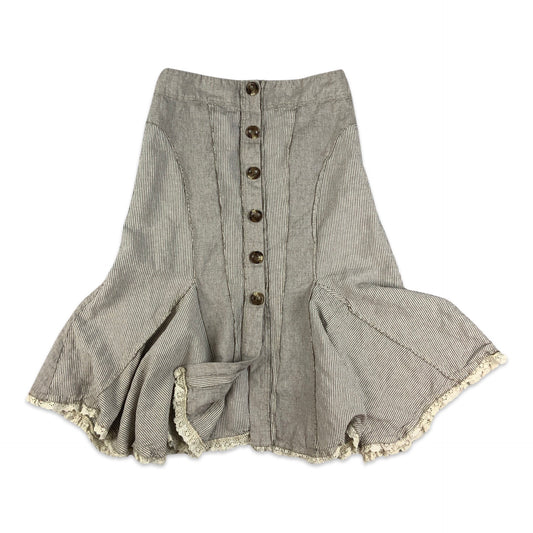 Y2K Linen Grey Button-up Skirt 12