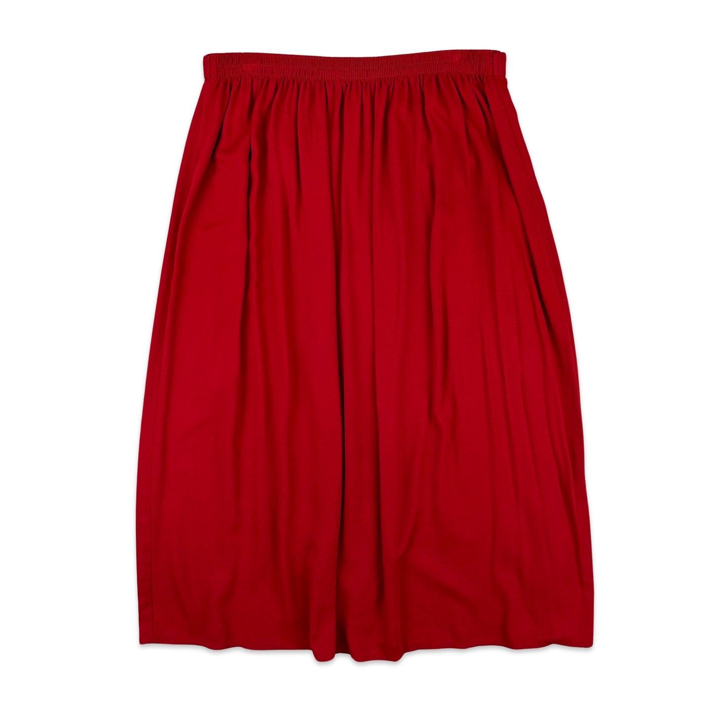 80s Vintage Red Pleated Midi Skirt 16