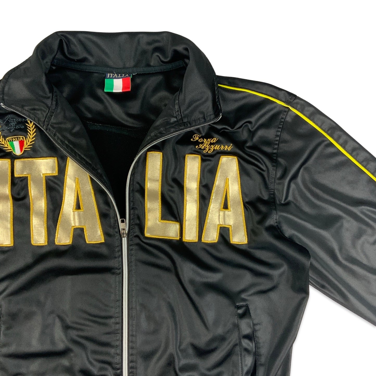 00s "Italia" Spell Out Black Track Zip-up XL XXL