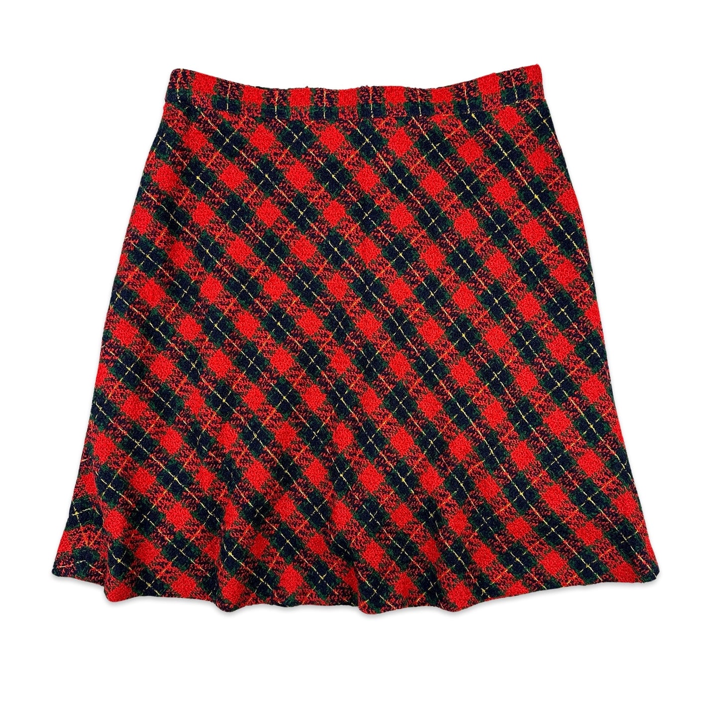 Vintage Red Tweed Check Mini Skirt 12 14
