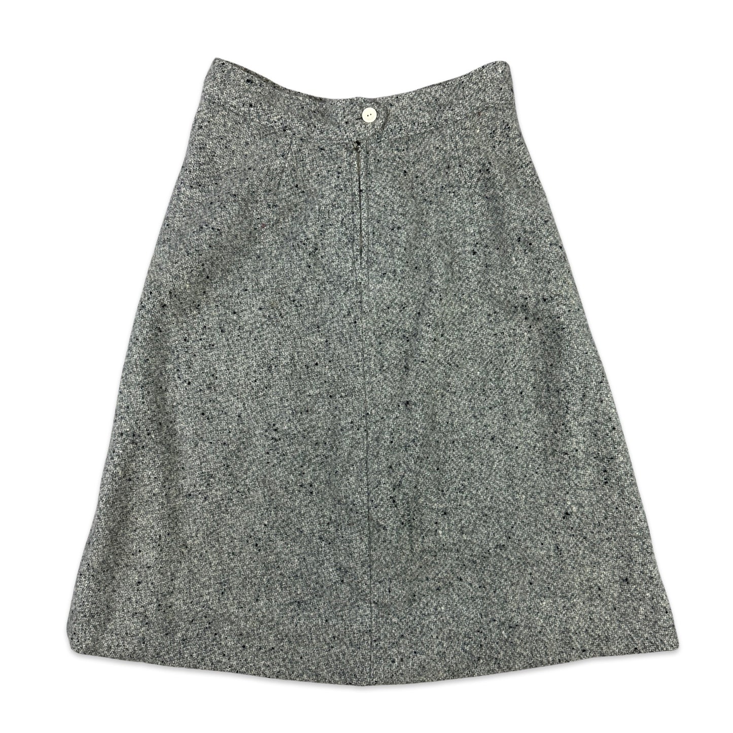 70s Vintage Grey Wool Midi Skirt 14