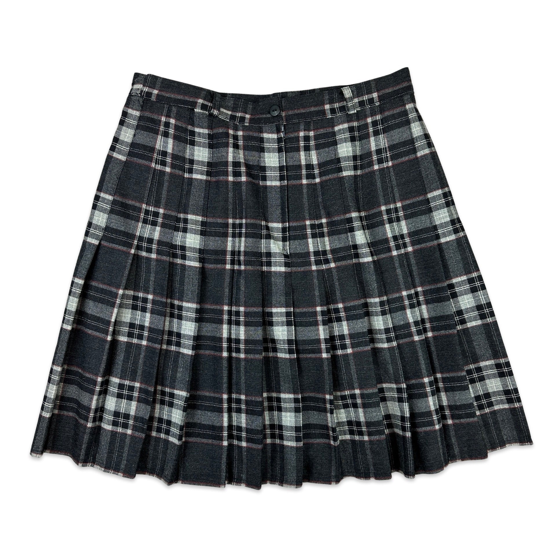 Grey check shop pleated skirt