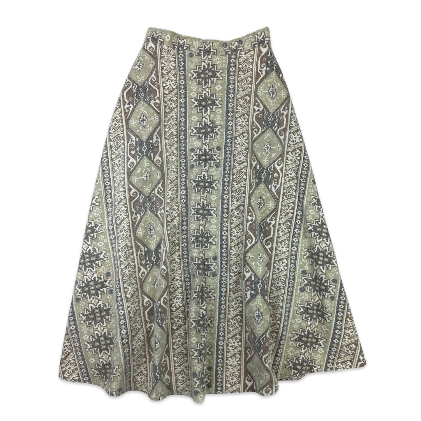 70s Vintage Aztec Patterned Maxi Skirt 10