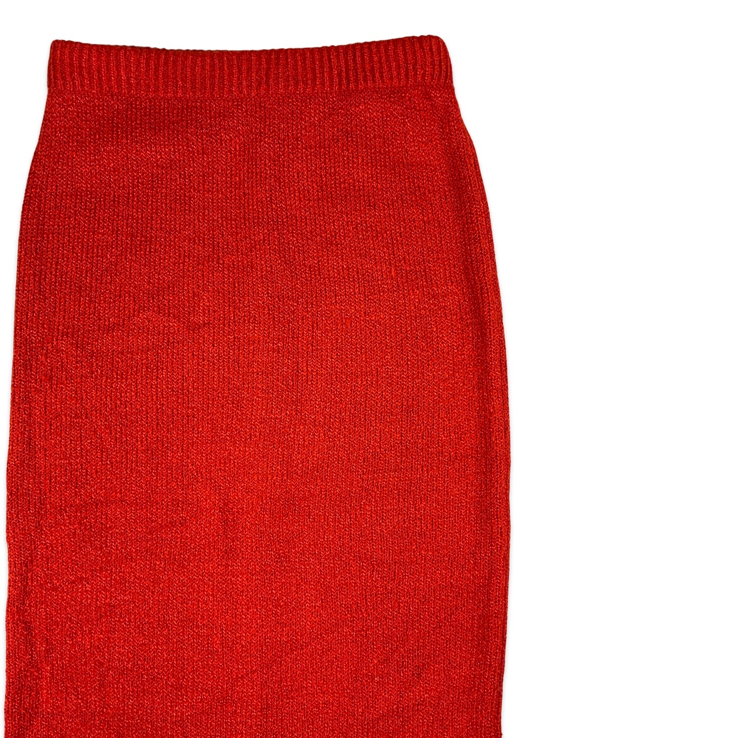 Vintage 80s 90s Orange Knitted Midi Skirt 10