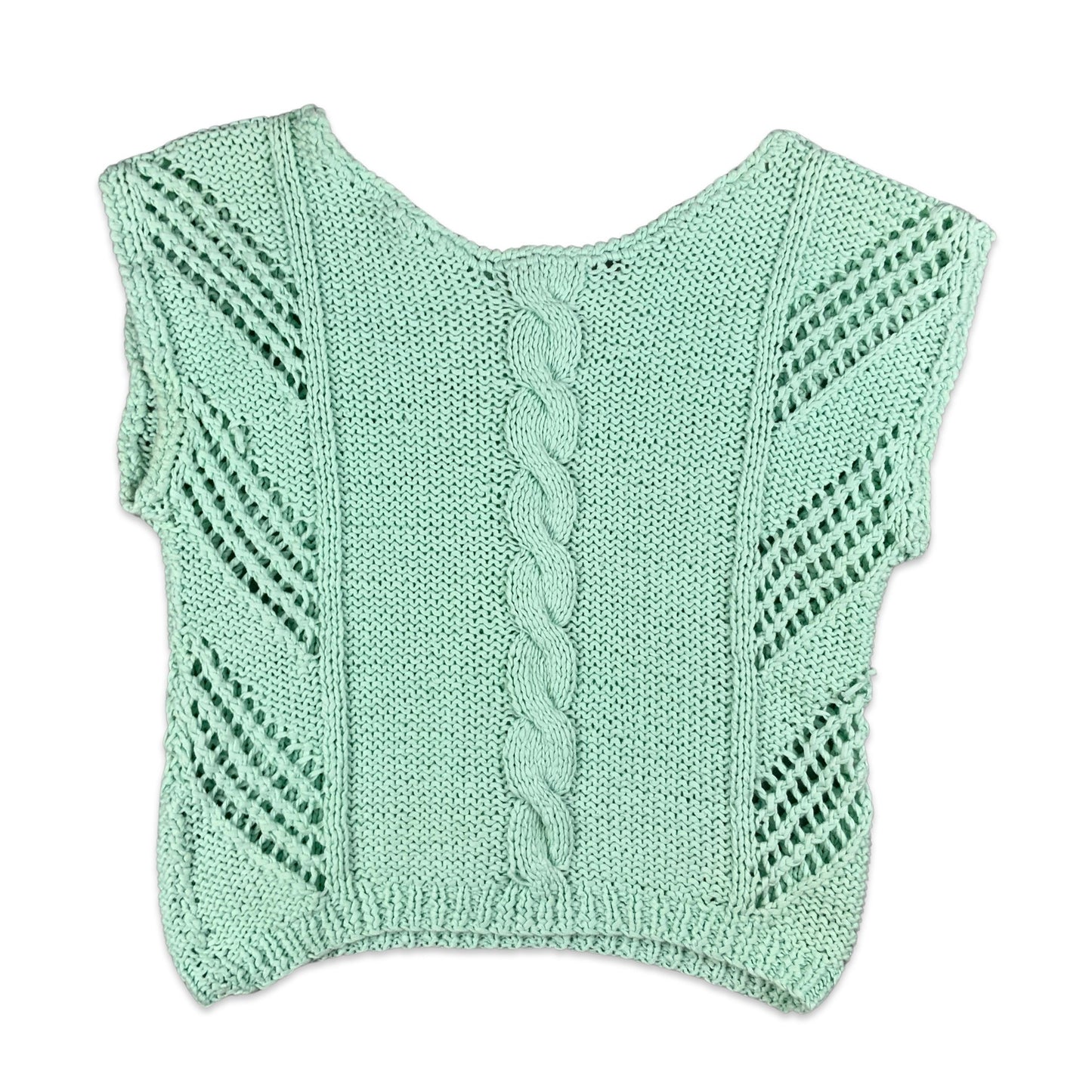 Vintage Light Blue Cable Knit Vest 4 6