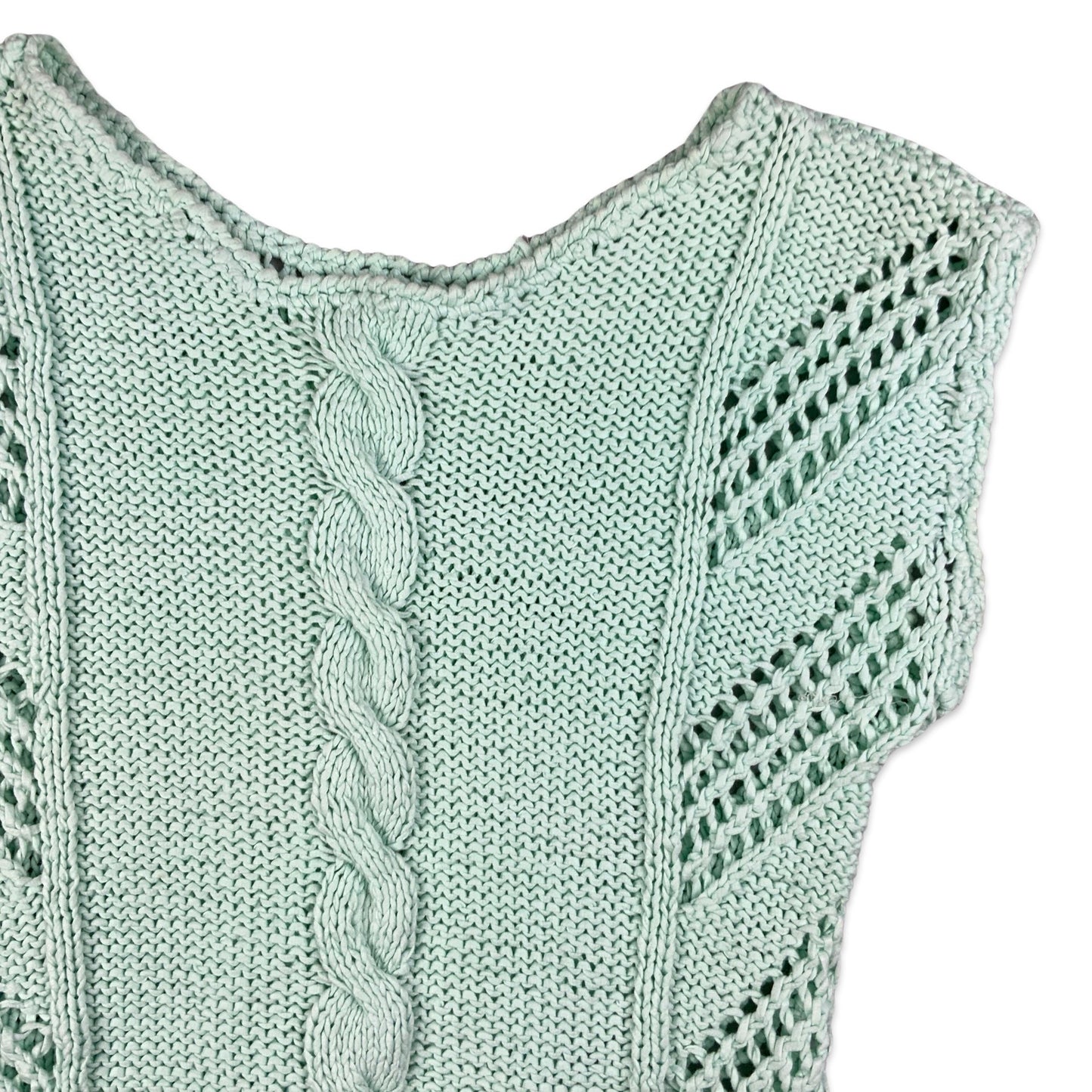 Vintage Light Blue Cable Knit Vest 4 6