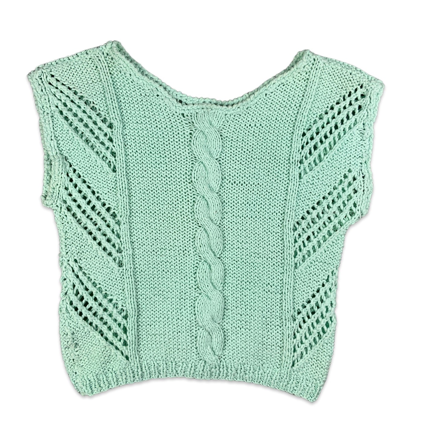 Vintage Light Blue Cable Knit Vest 4 6