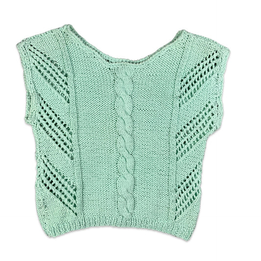 Vintage Light Blue Cable Knit Vest 4 6