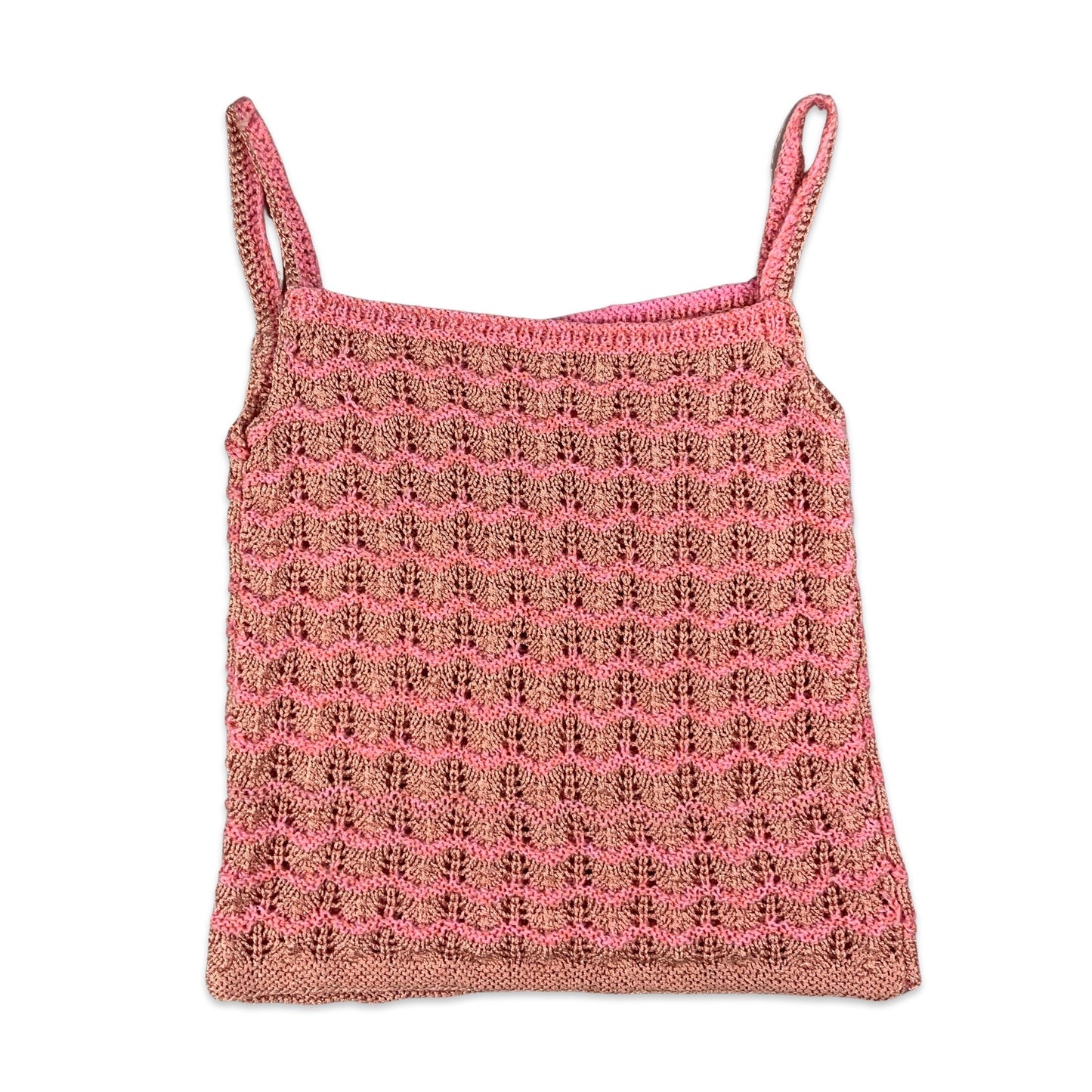 Vintage Pink Knitted Strappy Top 4 6 8