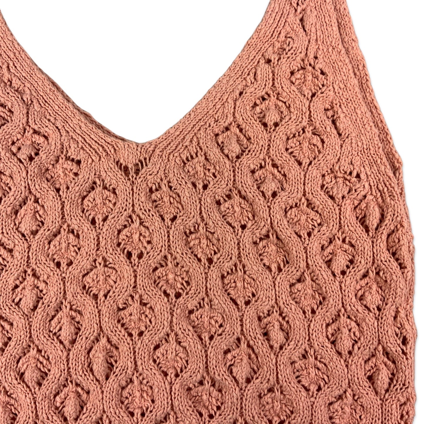 Vintage Pink Cable Knit Strappy Cropped Top 4 6 8