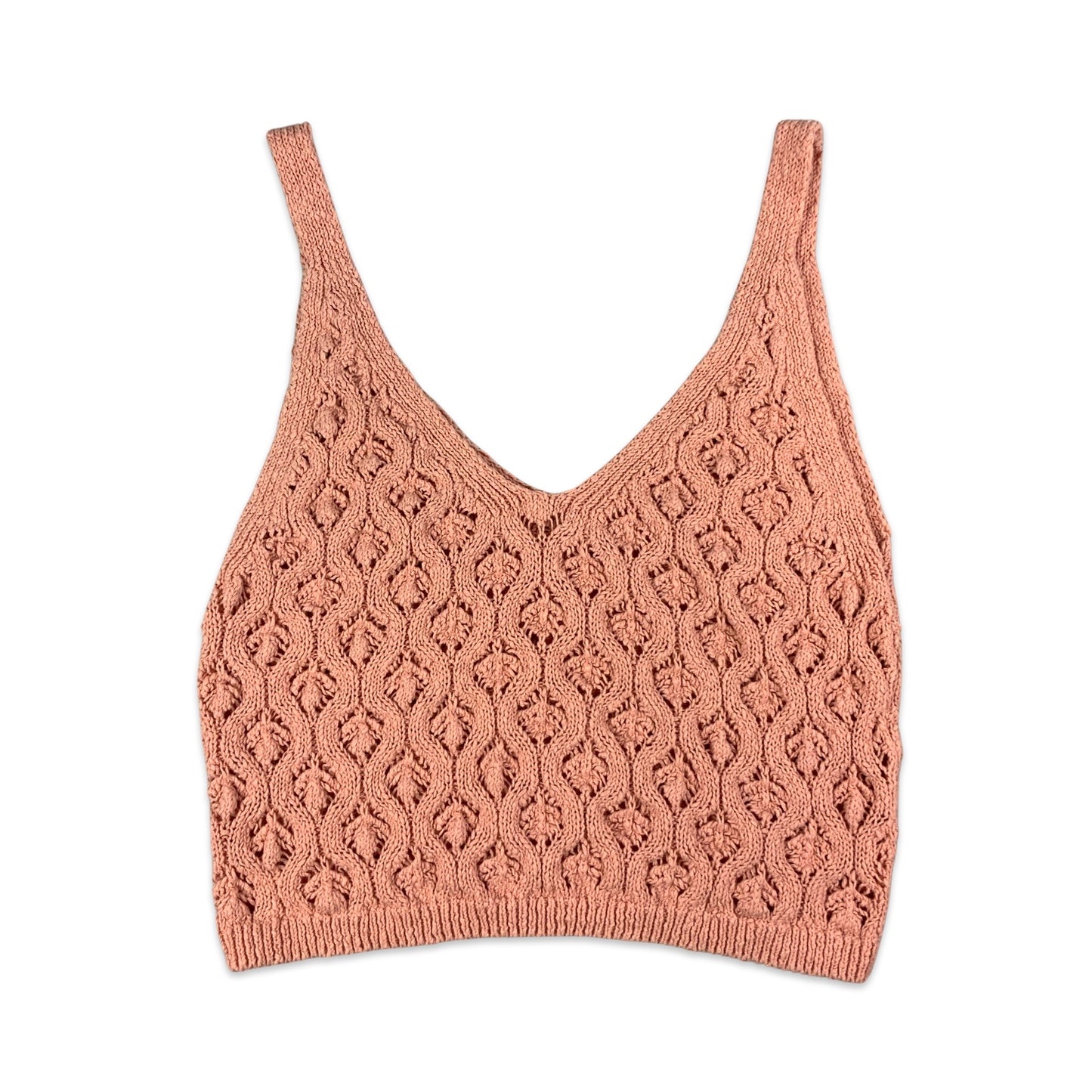 Vintage Pink Cable Knit Strappy Cropped Top 4 6 8