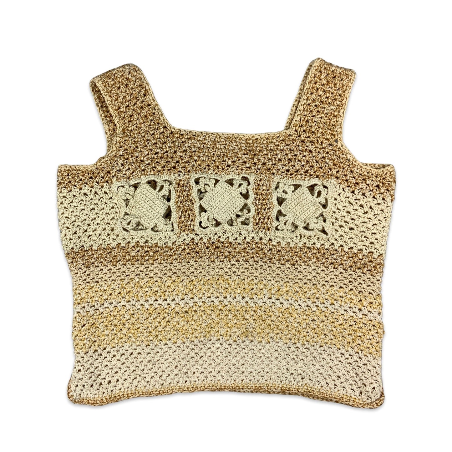 Vintage Beige Crochet Strappy Cropped Top 4 6