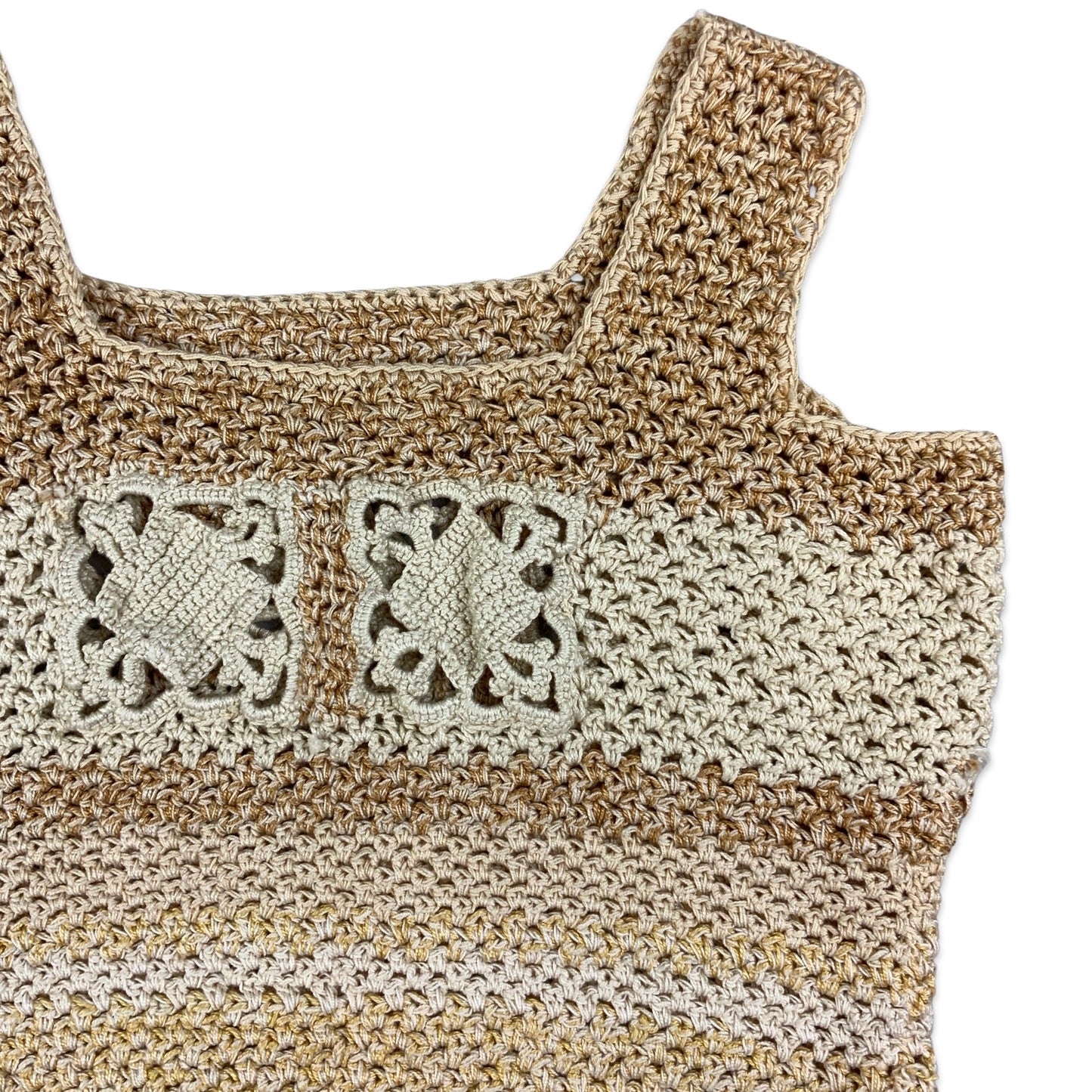 Vintage Beige Crochet Strappy Cropped Top 4 6