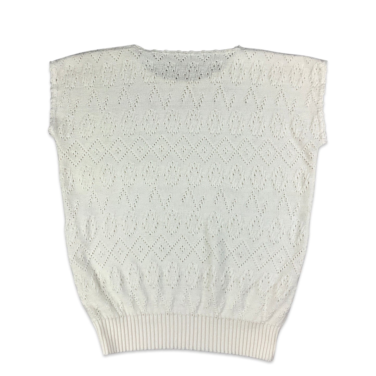 Vintage White Knitted Vest 12 14