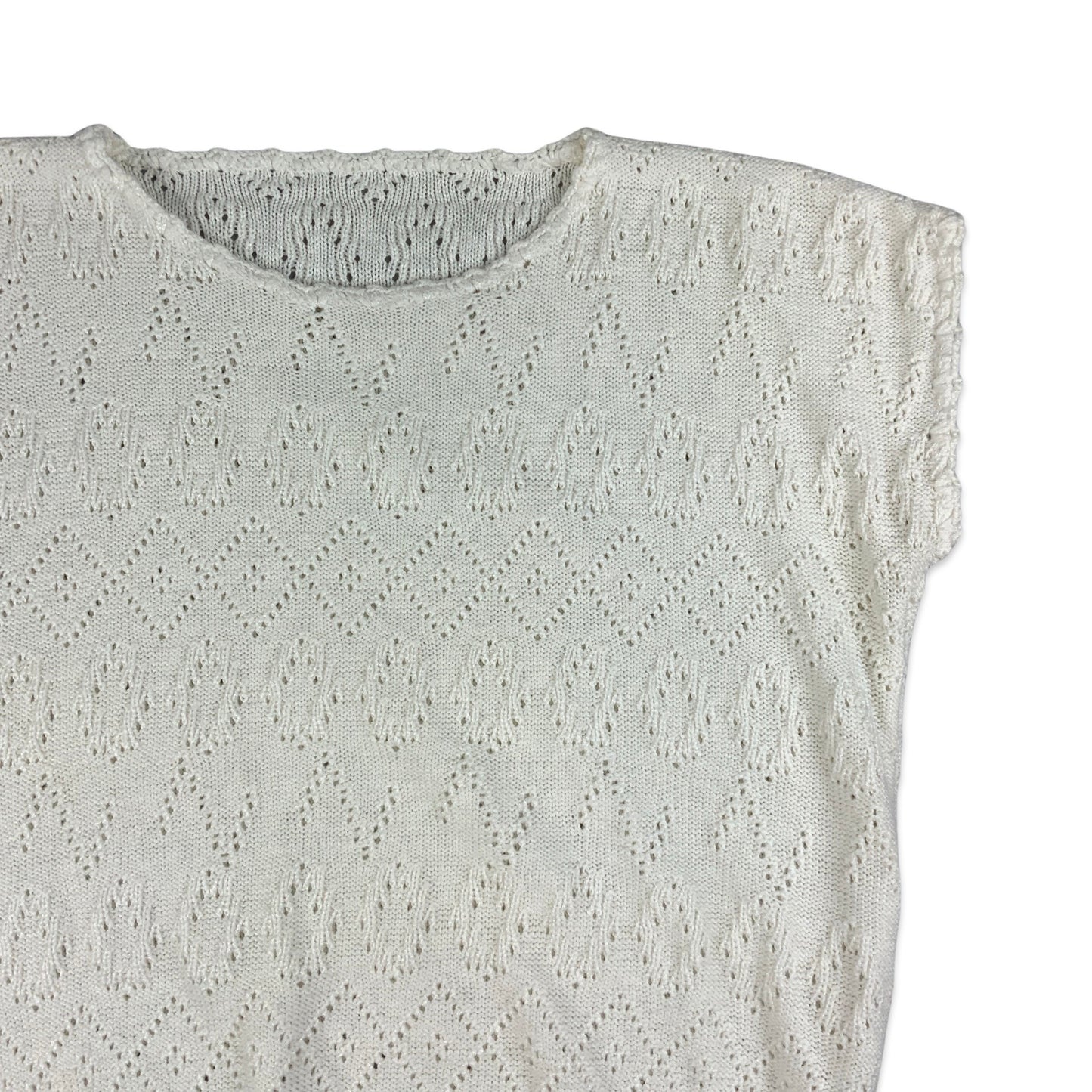 Vintage White Knitted Vest 12 14