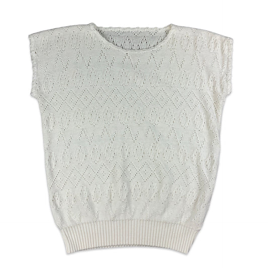 Vintage White Knitted Vest 12 14