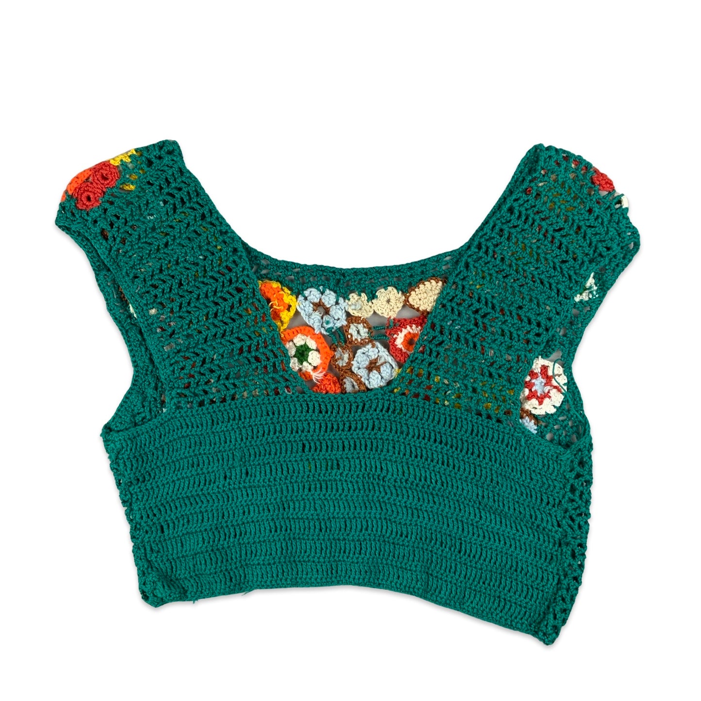 Vintage Green Crochet Floral Top 4