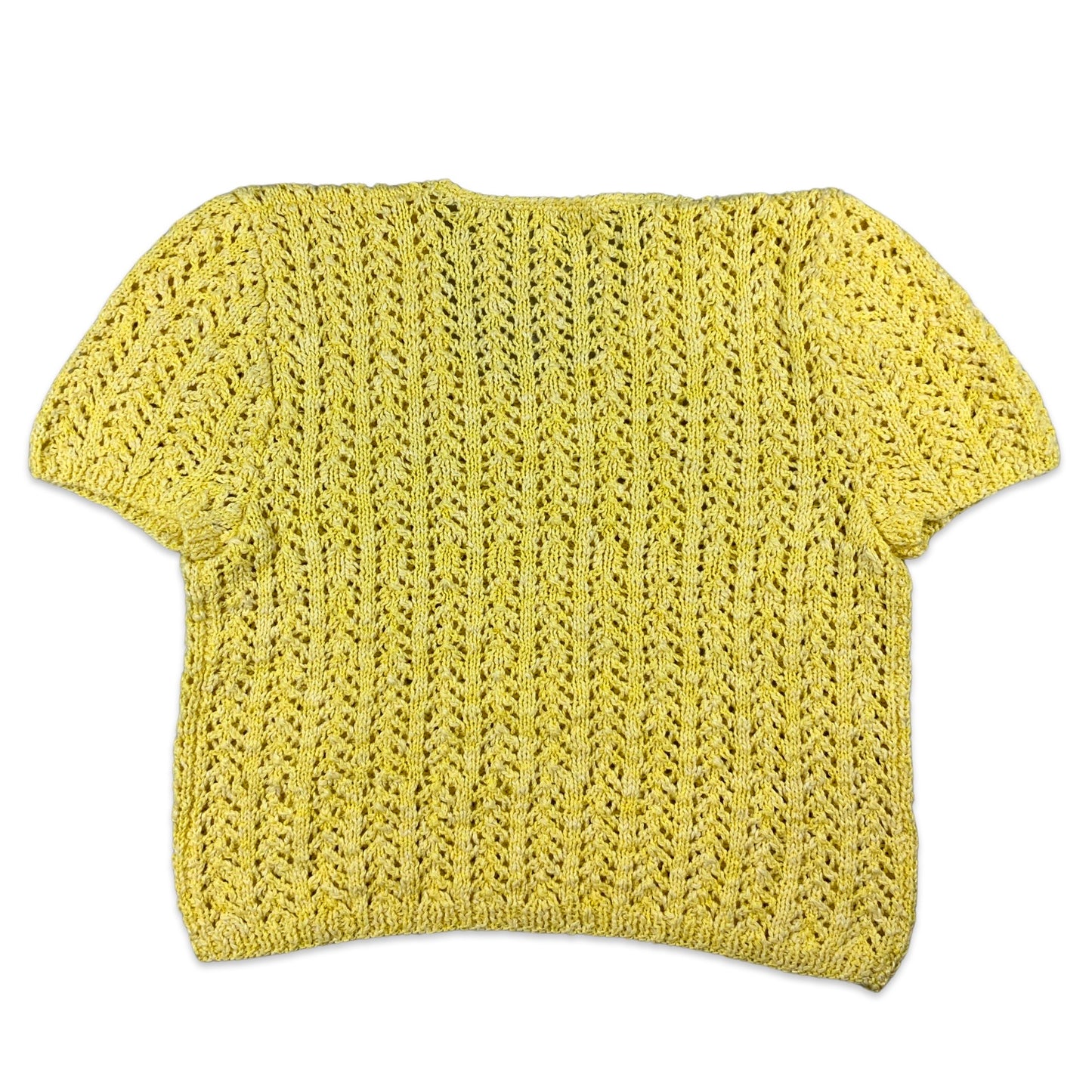 Vintage Yellow Knitted Short Sleeve Jumper 12 14