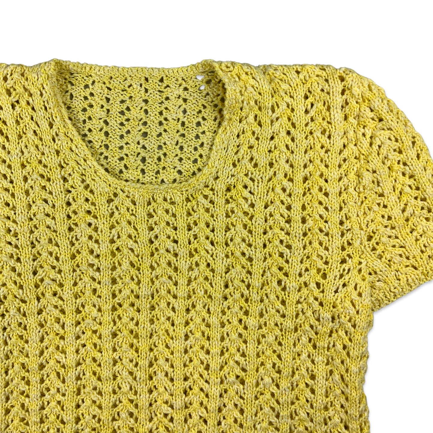 Vintage Yellow Knitted Short Sleeve Jumper 12 14