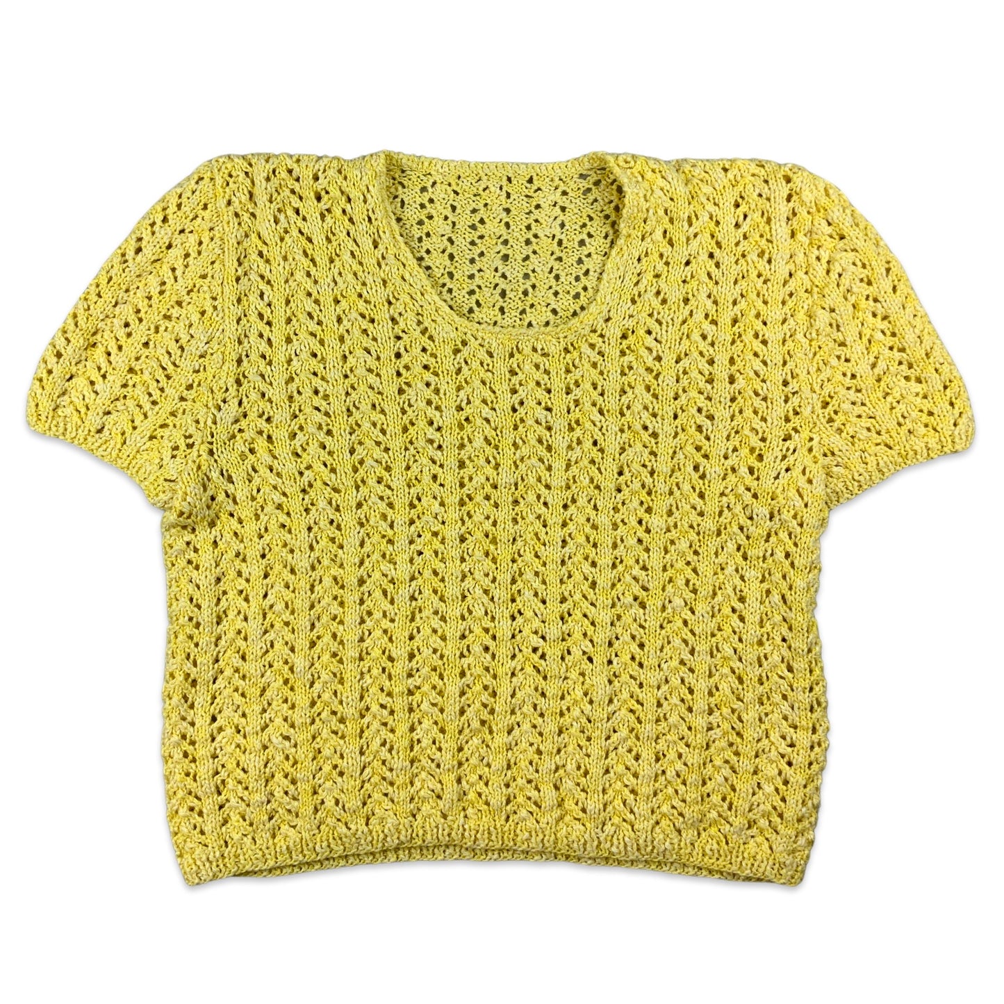 Vintage Yellow Knitted Short Sleeve Jumper 12 14