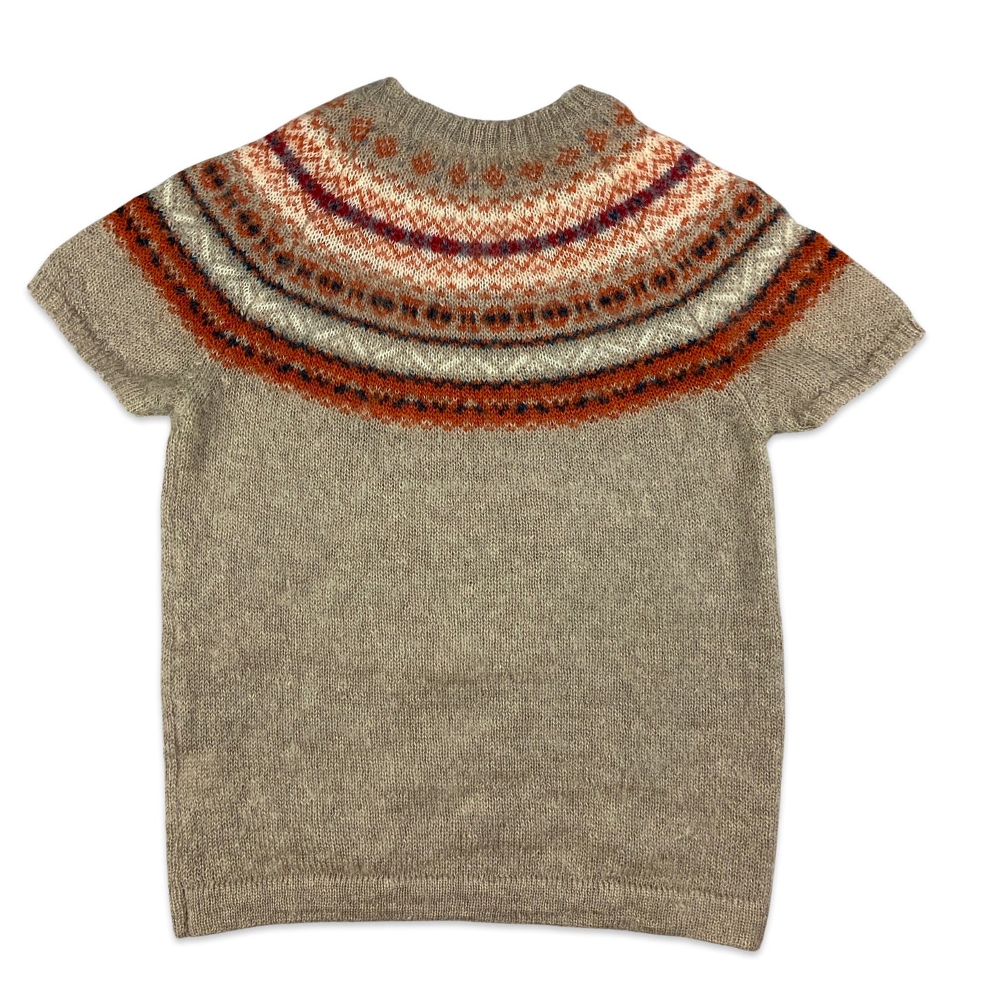 Beige & Red Knitted Short Sleeve Jumper 8 10