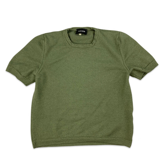 Vintage Green Short Sleeve Jumper 10 12 14