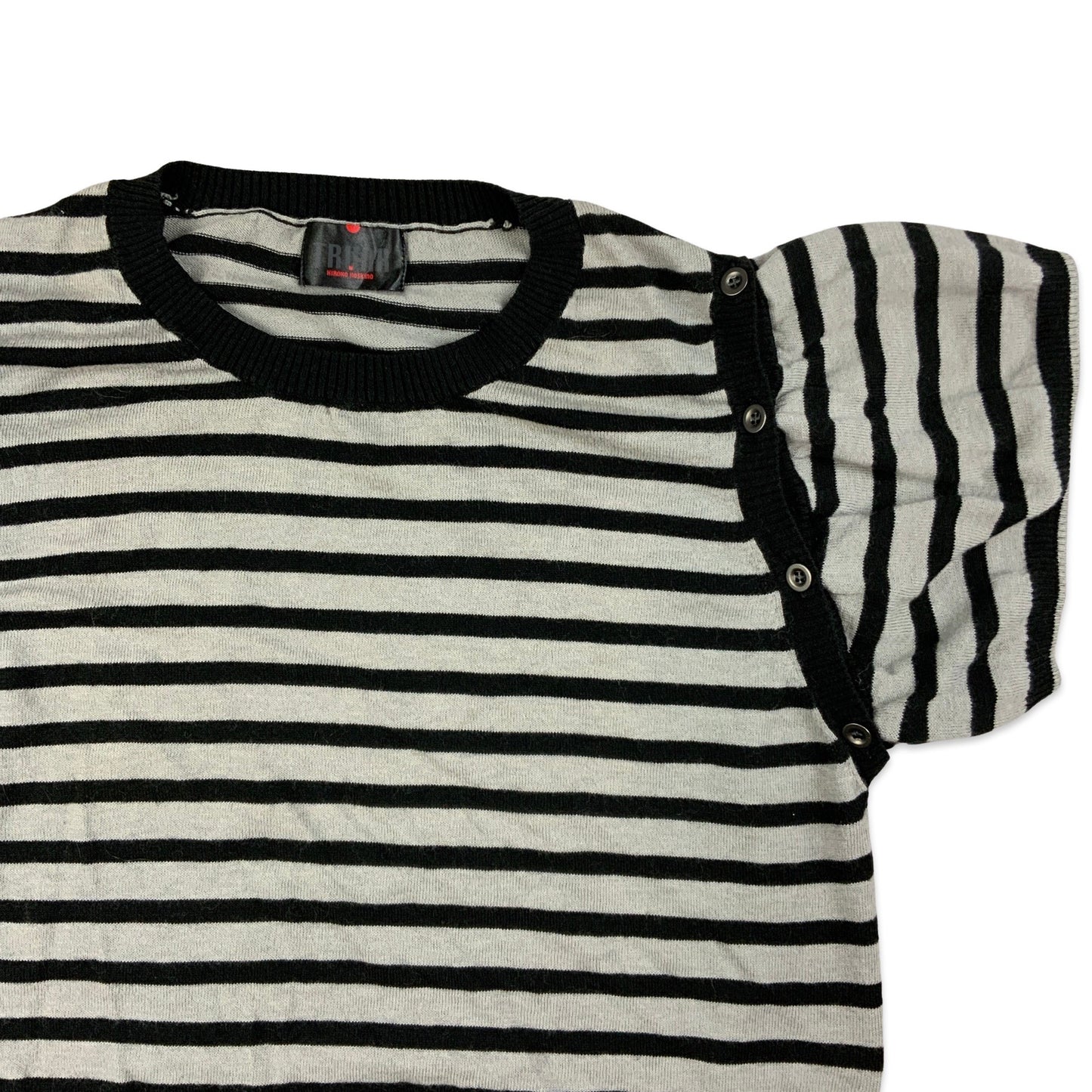 Striped Black & Grey Short Sleeve Jumper 8 10 12