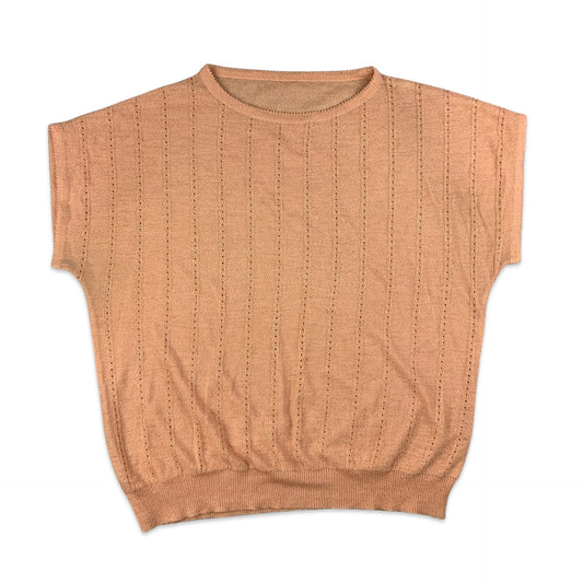Vintage Peach Knitted Vest 14 16