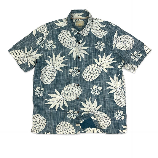 QuikSilver Blue & White Pineapple Print Shirt L XL