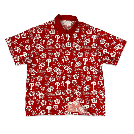 Philadelphia Phillies Baseball Team Red & White Floral / Logo Print Shirt XL XXL