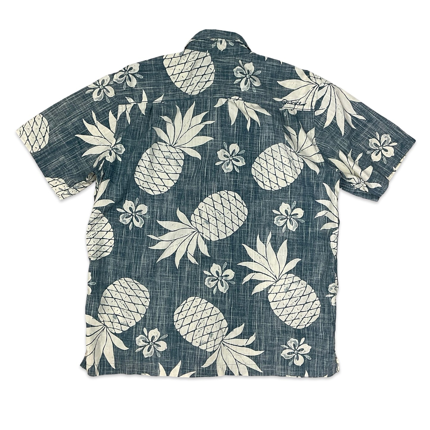 QuikSilver Blue & White Pineapple Print Shirt L XL