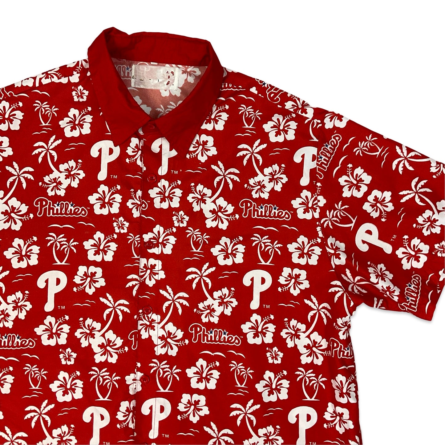 Philadelphia Phillies Baseball Team Red & White Floral / Logo Print Shirt XL XXL