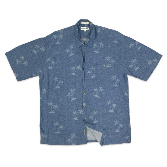 Vintage Pierre Cardin Blue Palm Tree Print Shirt M L