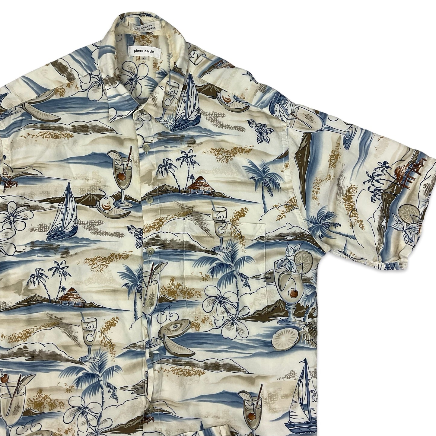 Vintage Pierre Cardin Beach Print Shirt M L