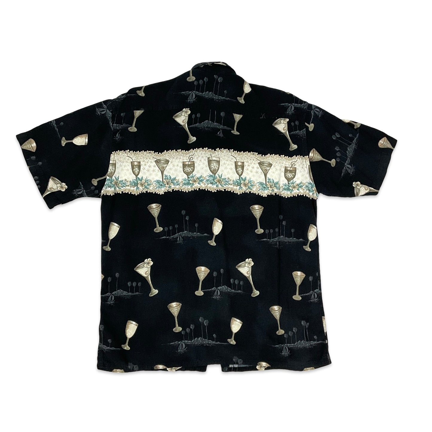 Vintage Pierre Cardin Black Cocktail Print Shirt M L