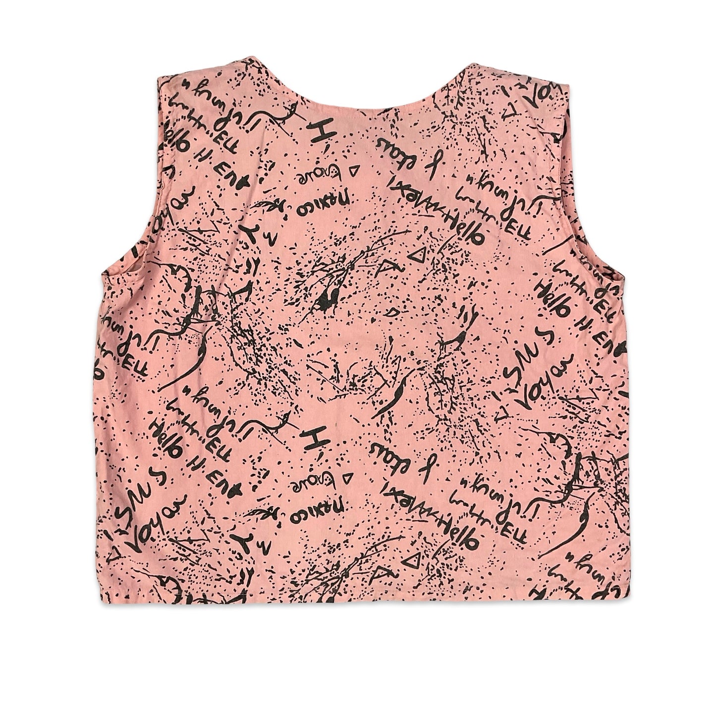 Vintage Pink & Black Abstract Print Tank Top 12 14