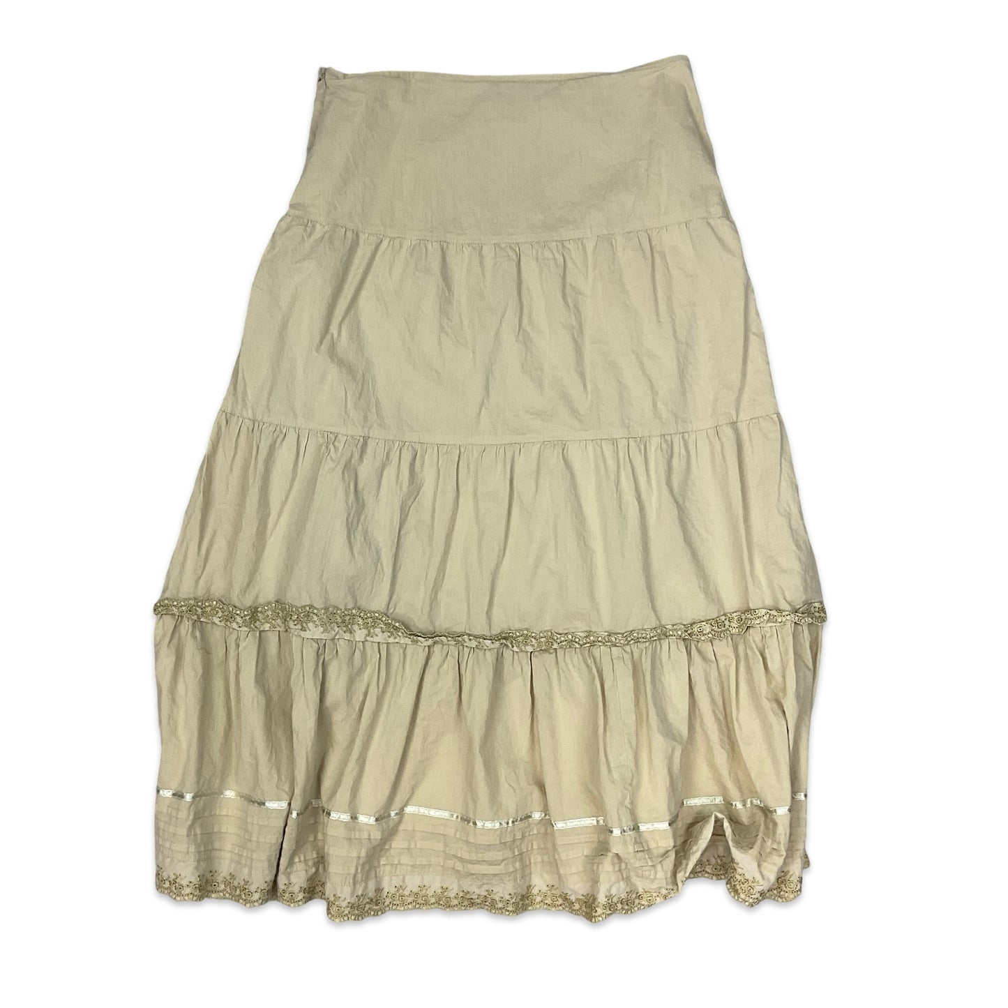 00's Yessica Tiered Beige Maxi Skirt 16
