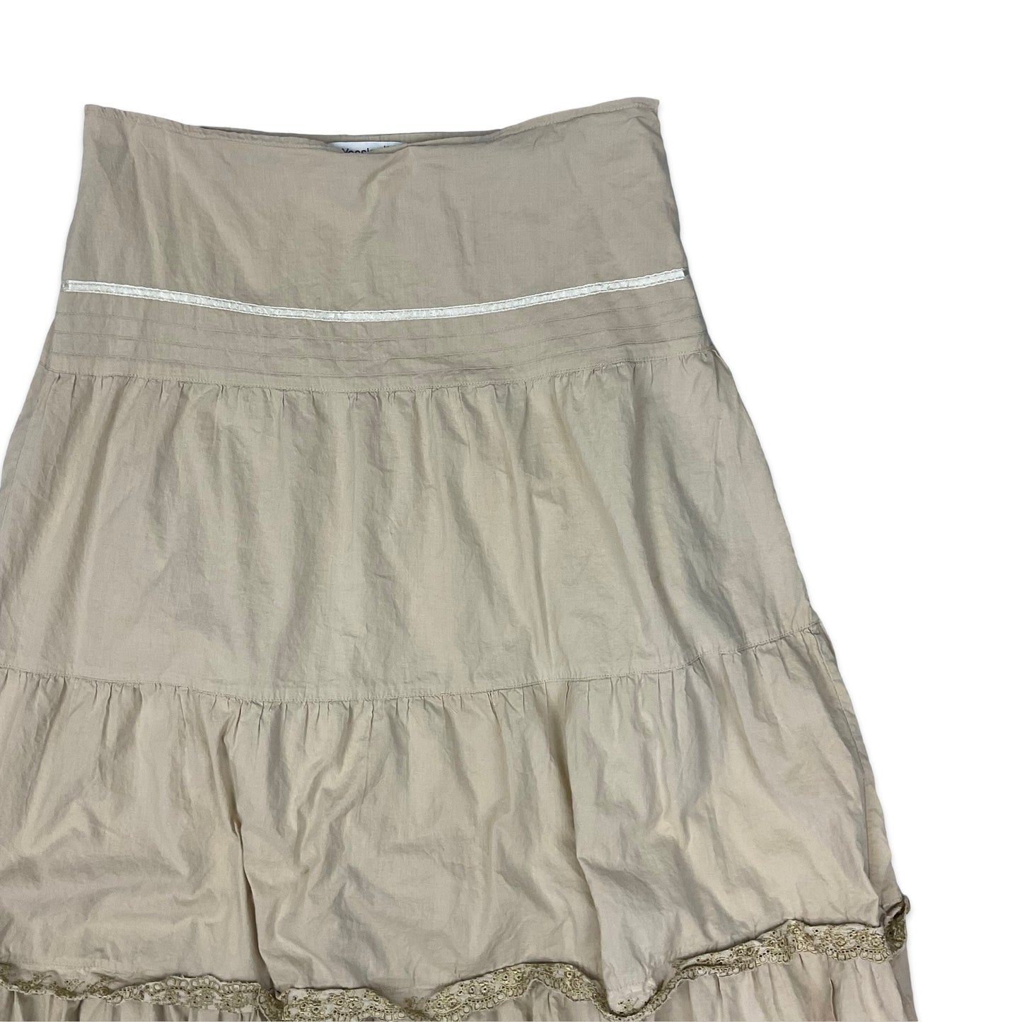 00's Yessica Tiered Beige Maxi Skirt 16