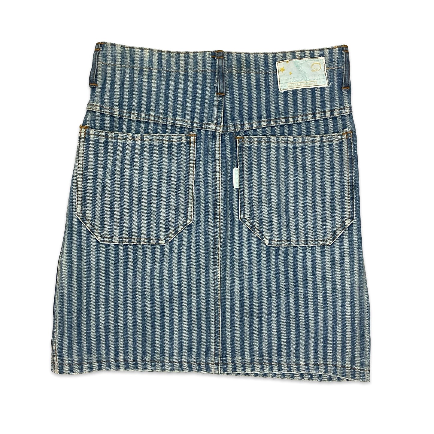 Vintage Striped Denim Midi Skirt 12