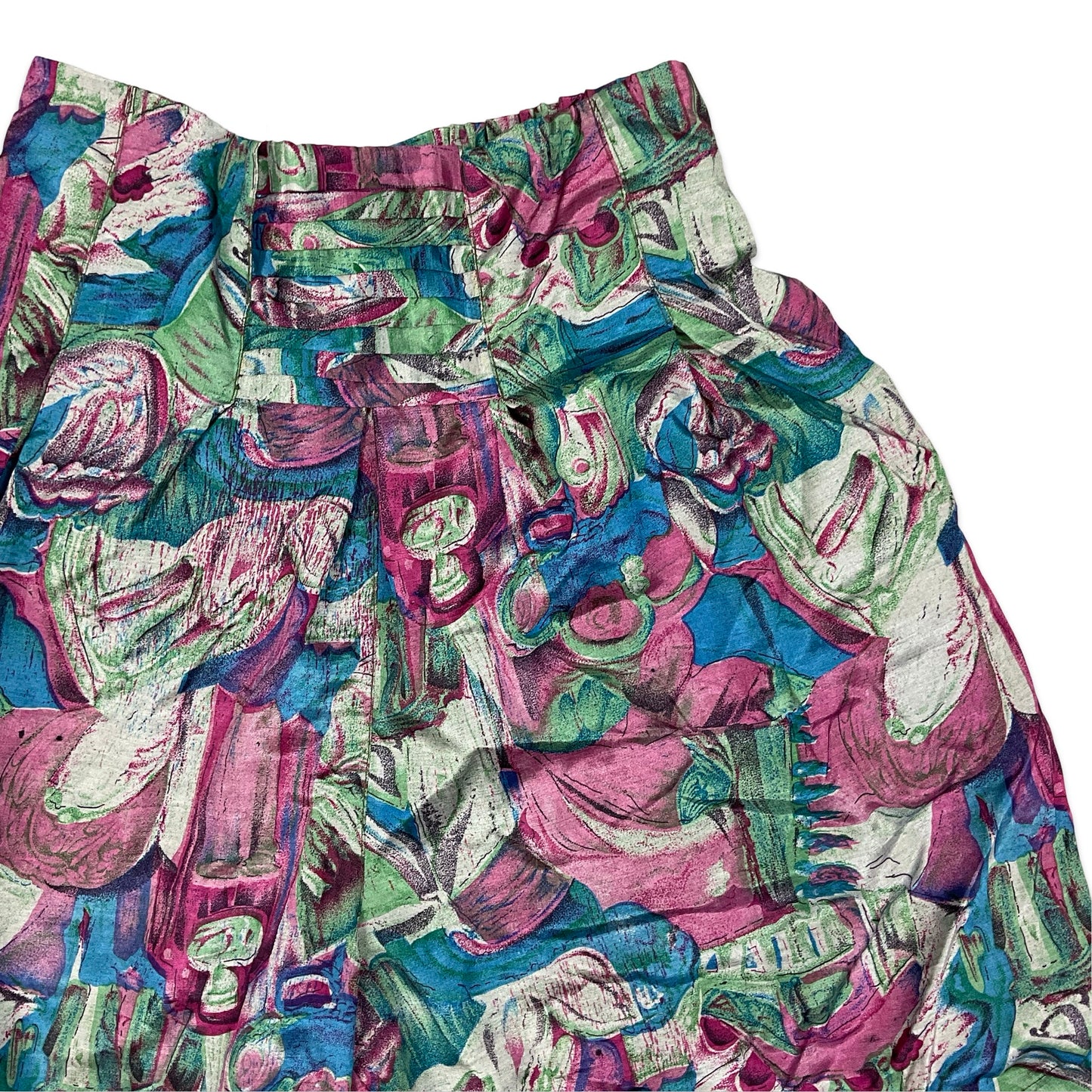 Vintage Abstract Print Pleated Shorts 10 12 14 16 18