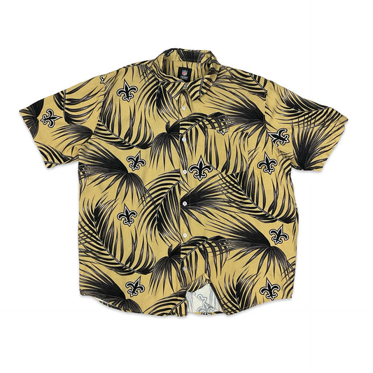 New Orleans Saints Yellow & Black Logo Print Shirt L XL