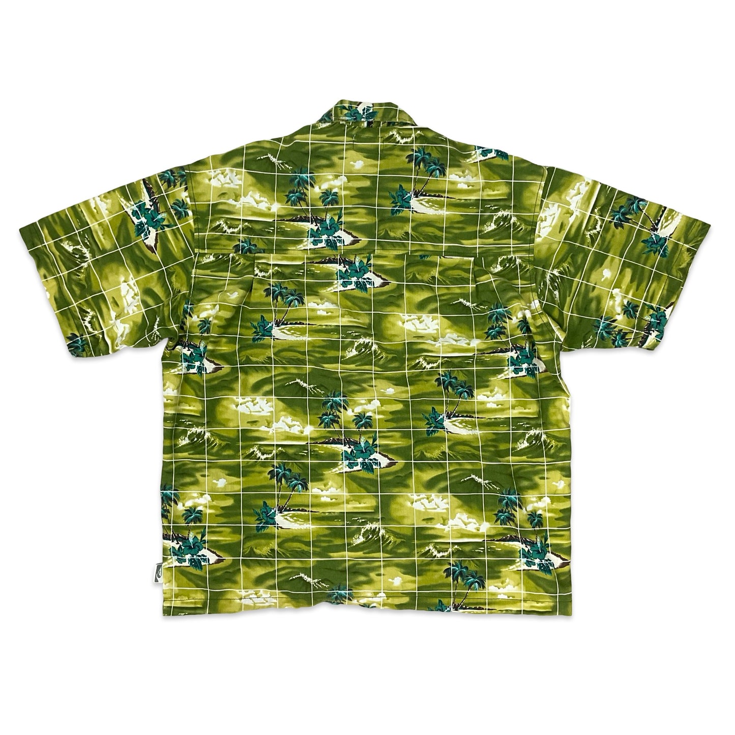 Vintage 1990s/00s QuikSilver Green Beach Print Shirt M L