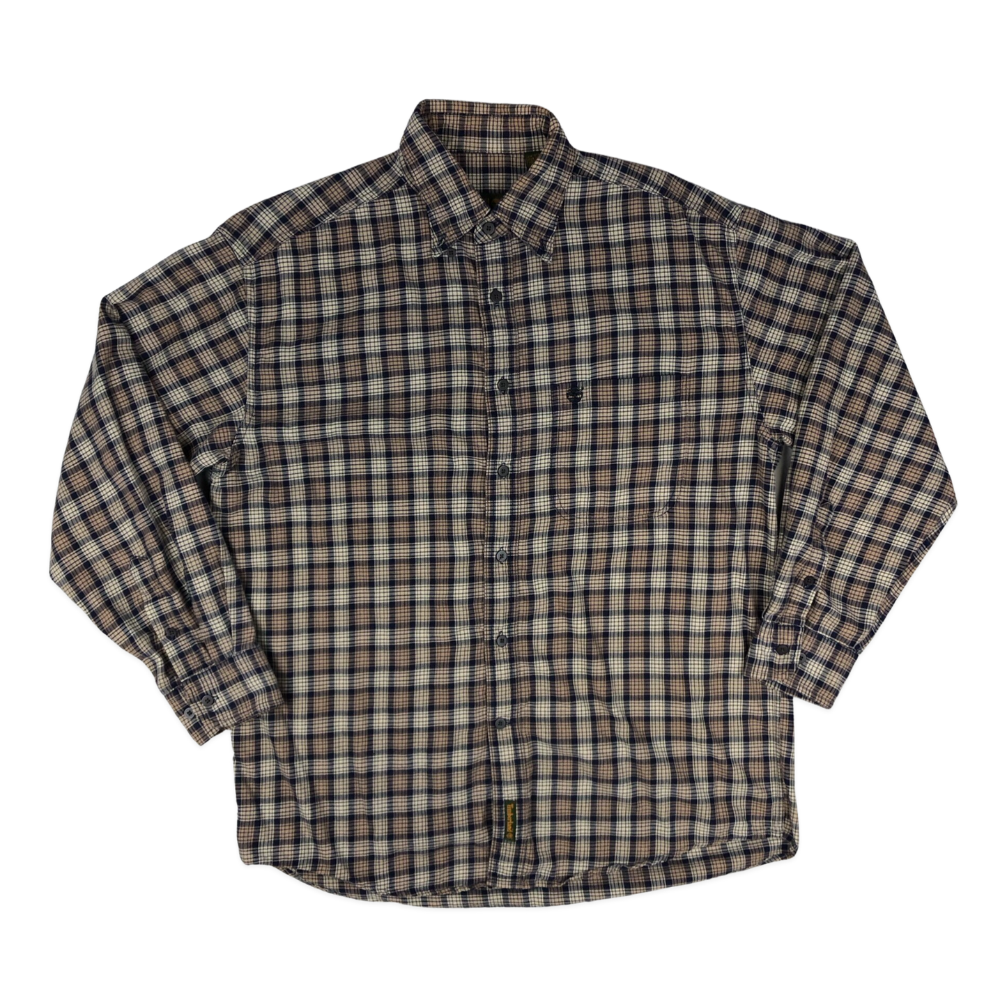 Vintage Timberland Beige and Blue Plaid Shirt XL