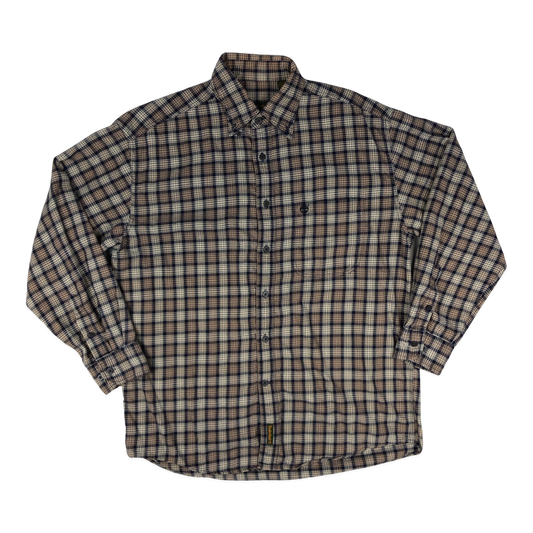 Vintage Timberland Beige and Blue Plaid Shirt XL