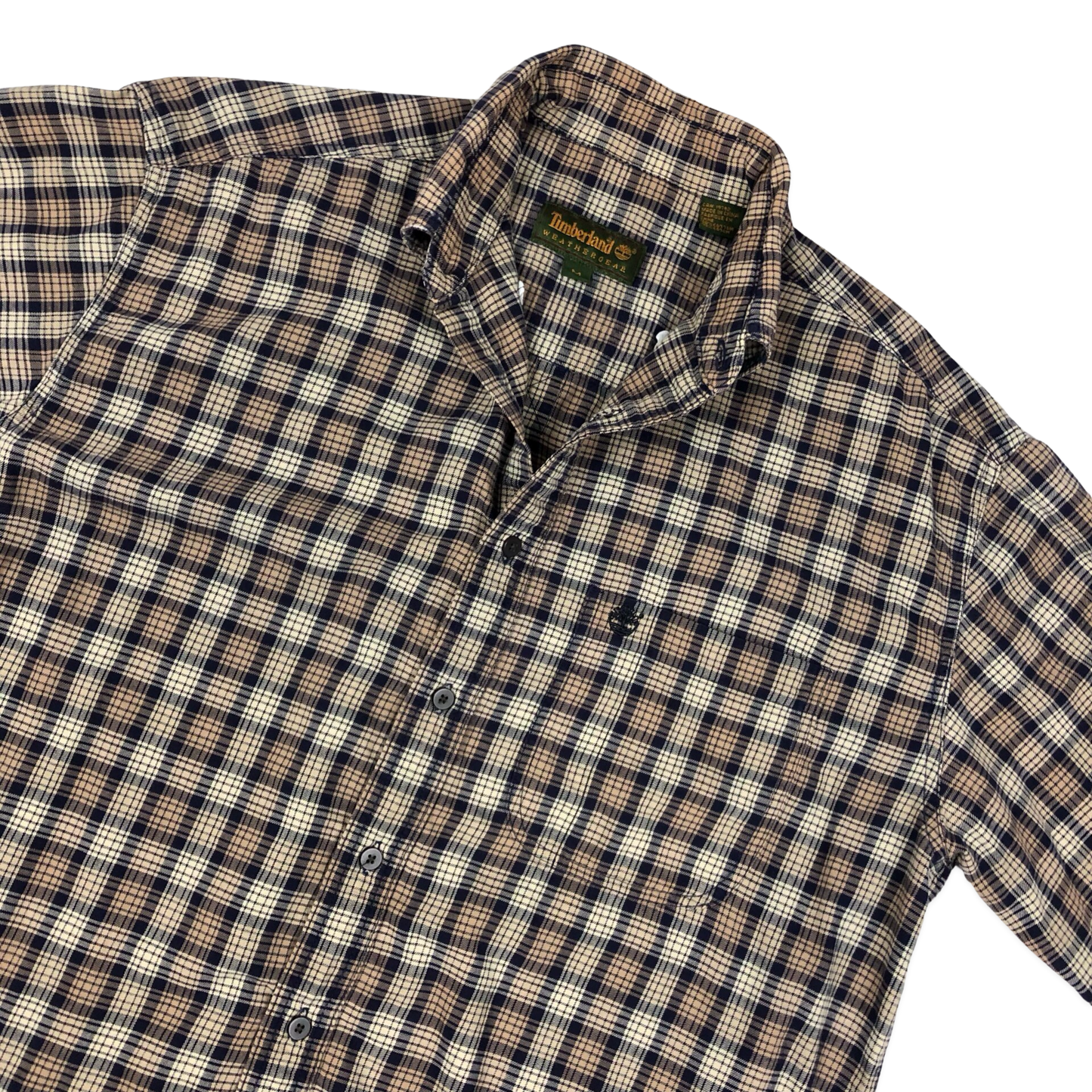 Vintage Timberland Beige and Blue Plaid Shirt XL