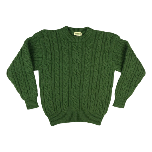 Vintage 80s 90s Green Cable Knit Wool Jumper M