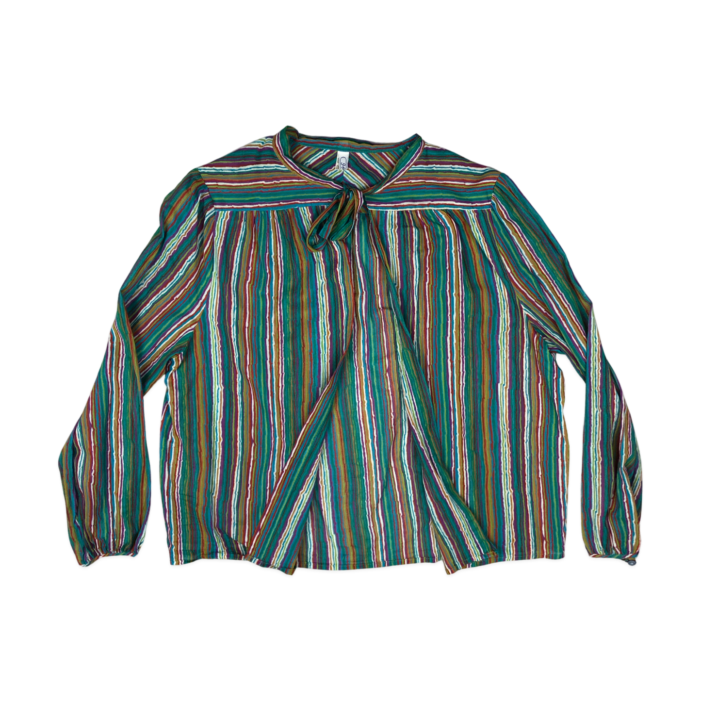 Vintage 70s 80s Striped Print Blouse 18