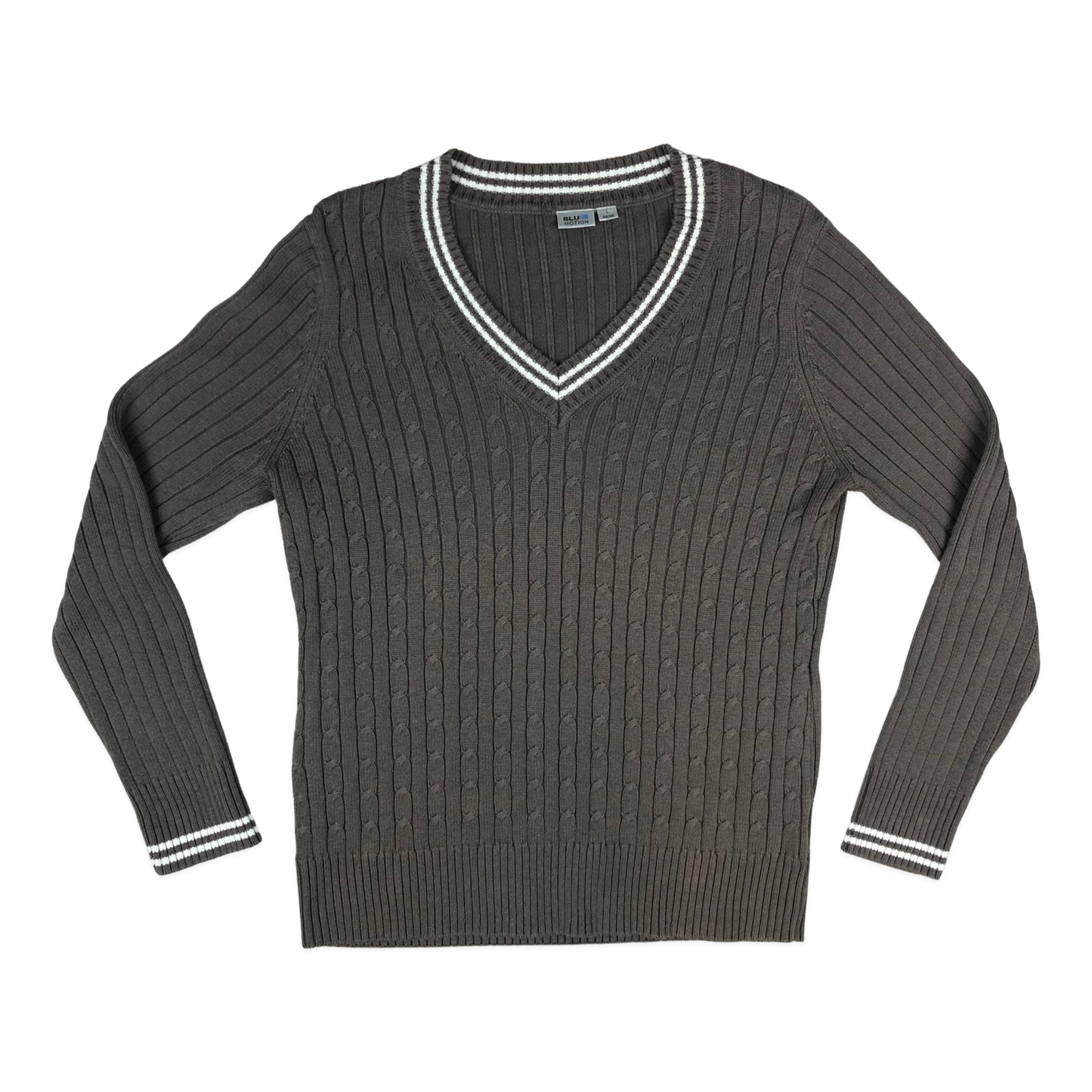 Vintage Cable Knit V-neck Jumper S